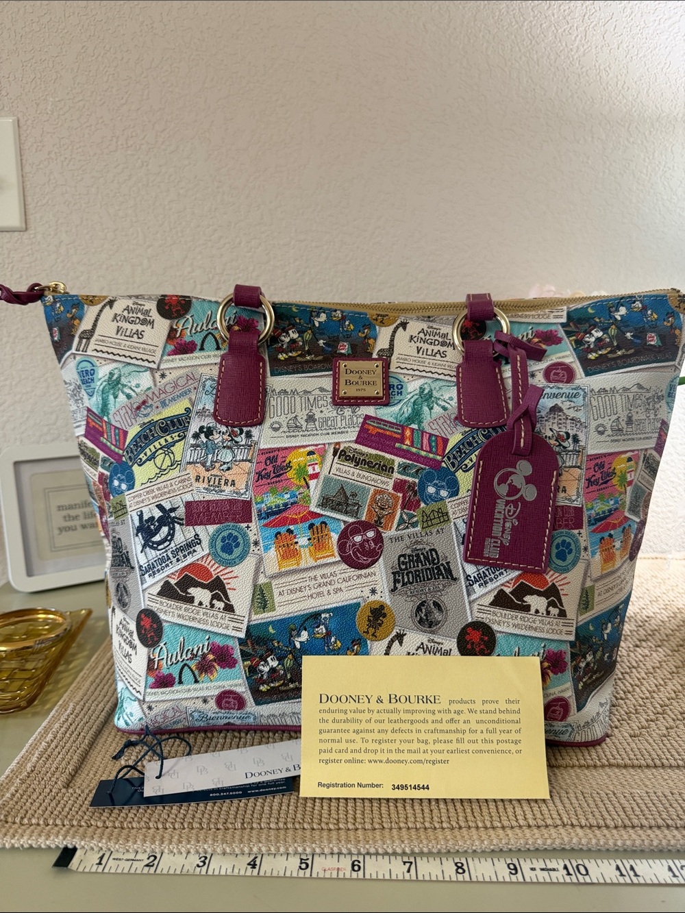 Disney Parks Dooney & Bourke DVC Resort Passport Stamps Tote Bag